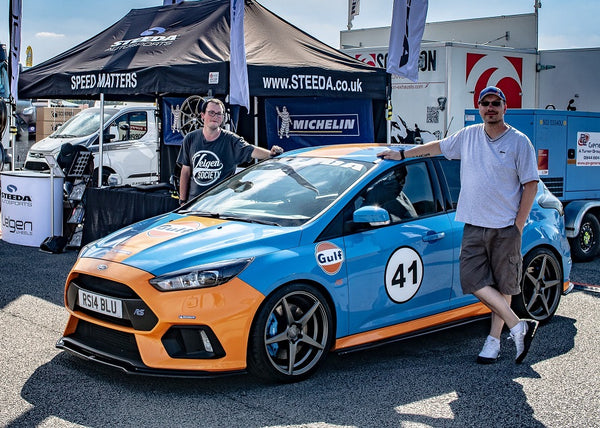 Pauls Gulf Focus RS on Steeda stand at Ford Fair 2018