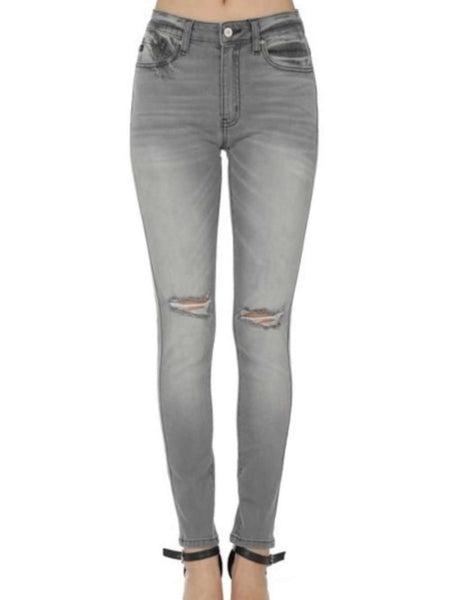Quinquin brand jeans in gray distressed fabric ultimate style