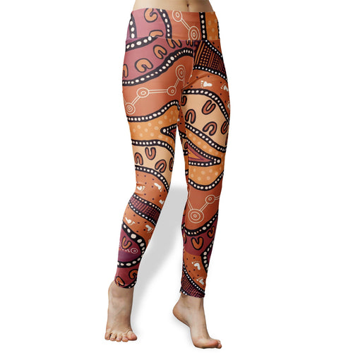 Aboriginal Art Design Print Women's Cut & Sew Casual Leggings