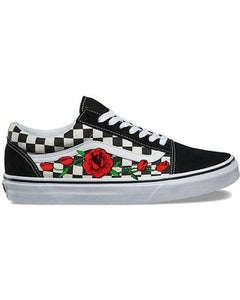 checkerboard vans with flowers