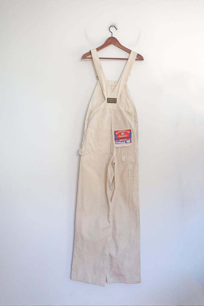 70s Deadstock Washington DeeCee Off White Canvas Painter Overalls