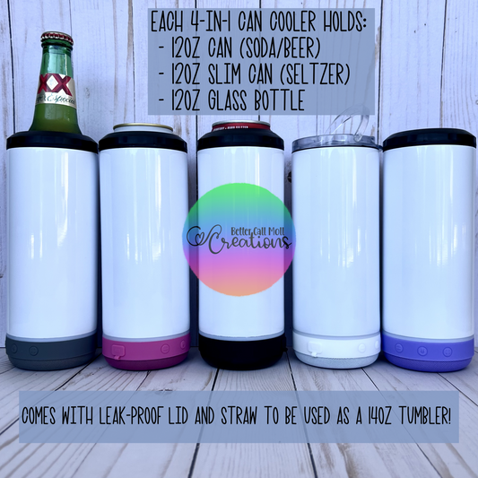 Sublimation 4-In-1 Can Cooler Koozie – Glitter 4 All