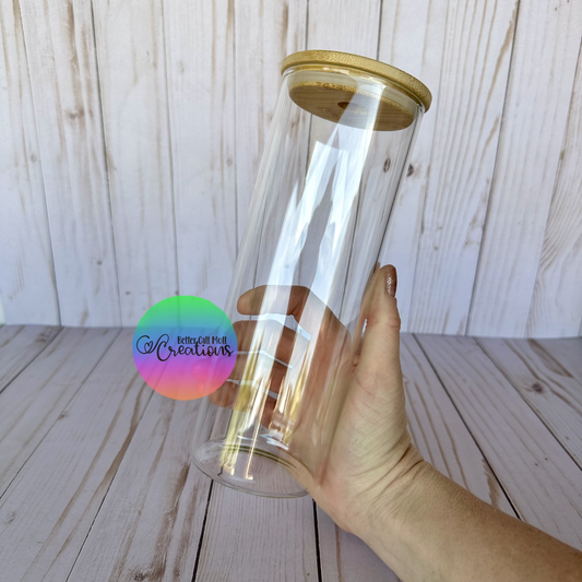 Sublimation Glass Tumbler 25oz with Clear & Bamboo Lid
