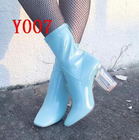 blue patent ankle boots