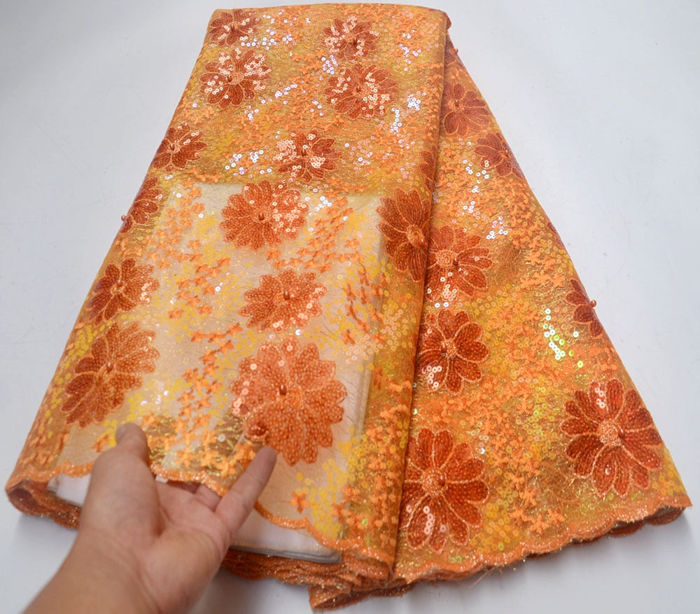 orange lace material