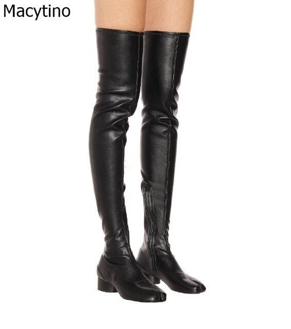 black tight knee high boots