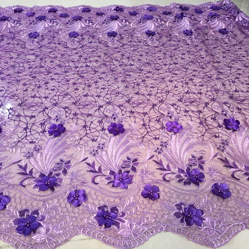 purple beaded lace fabric