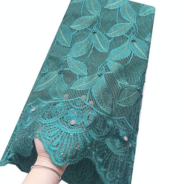 turquoise lace material