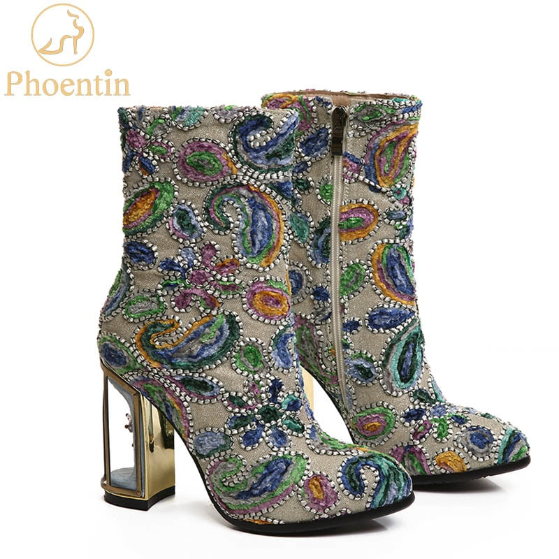 ethnic print heels
