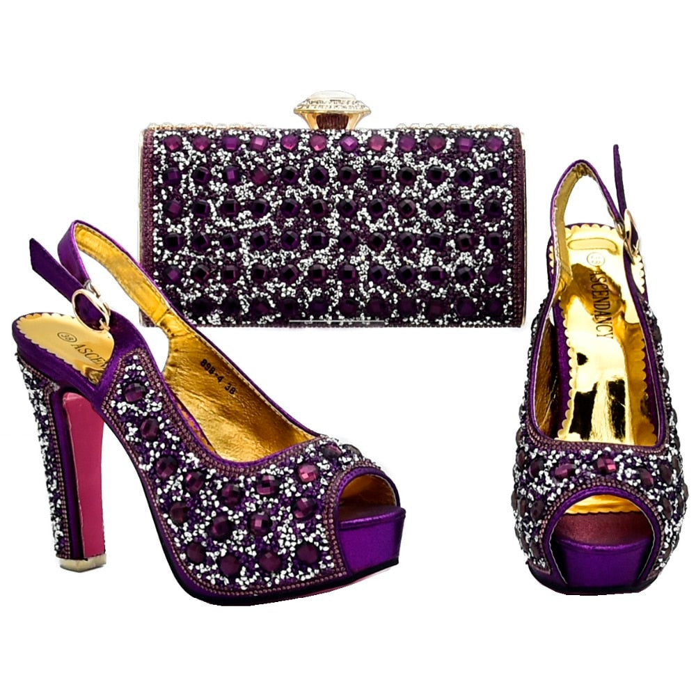 purple shoes and bag