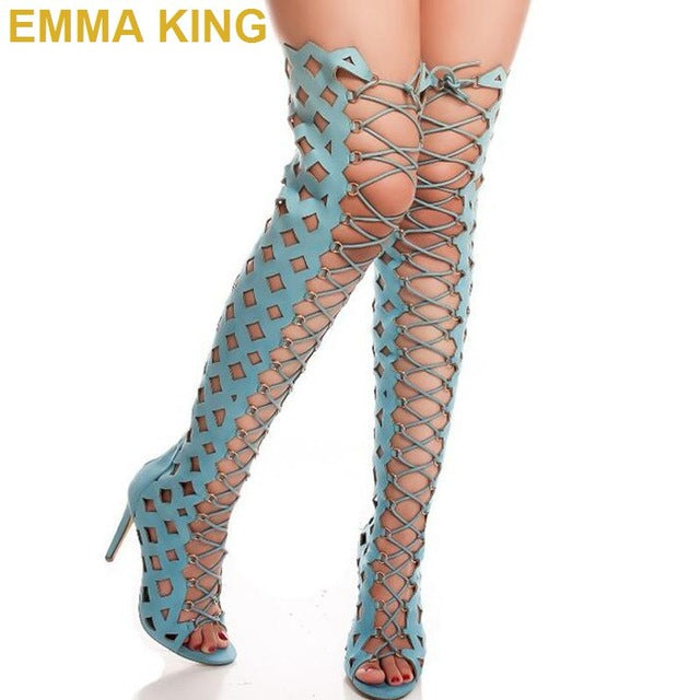 over the knee gladiator heels