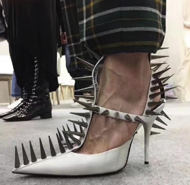Hot Style Spiked Rivets Pumps Women High Heels Ank – Lace