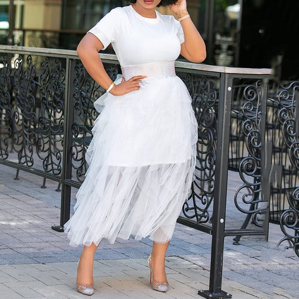 white lace t shirt dress