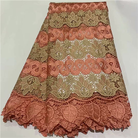 Image of double colour chemical cord lace fabric 5yards 2020 african water soluble lace fabric for dress good quality   DFAP211