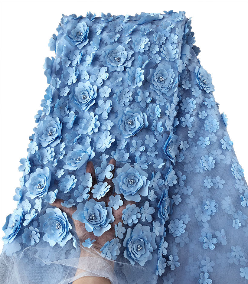 powder blue lace fabric