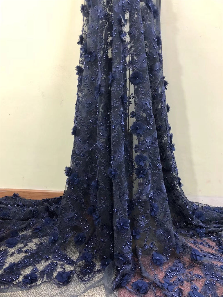 navy blue lace fabric