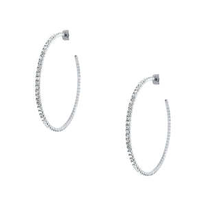  Flexible Pave Hoop Earrings  White Gold Plated Pave set Cubic Zirconia 2" Diameter