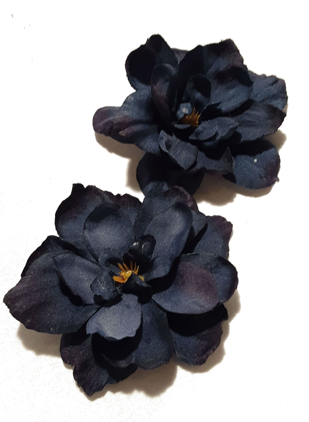 navy hair flower clips