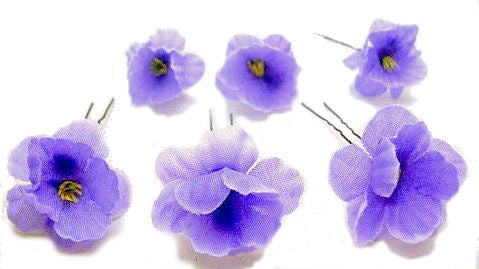 purple flower hair pins