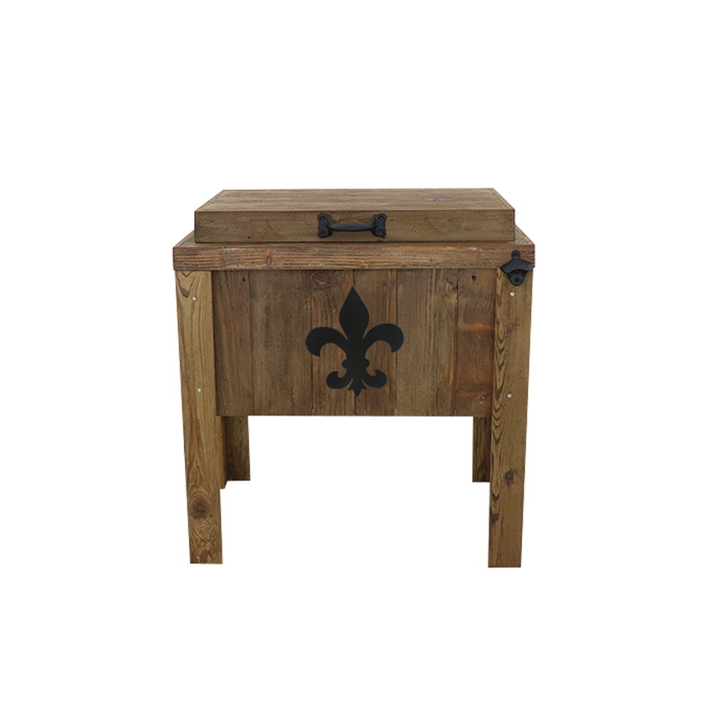 Haggards - Single Cooler with Fleur De Lis - Walnut