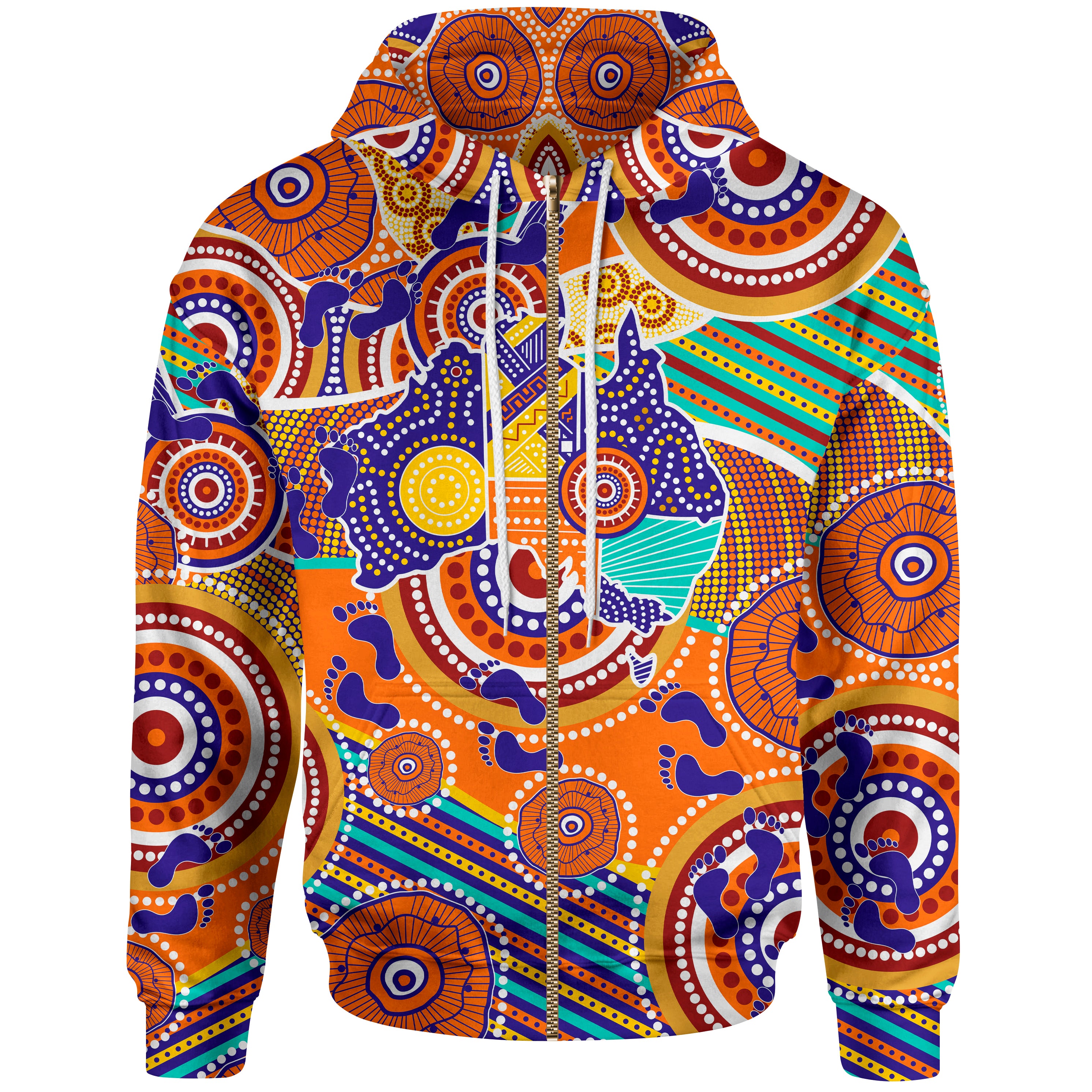 [Kid] 1stAustralia Aboriginal Zip-up Hoodie - Australian Map Dot ...