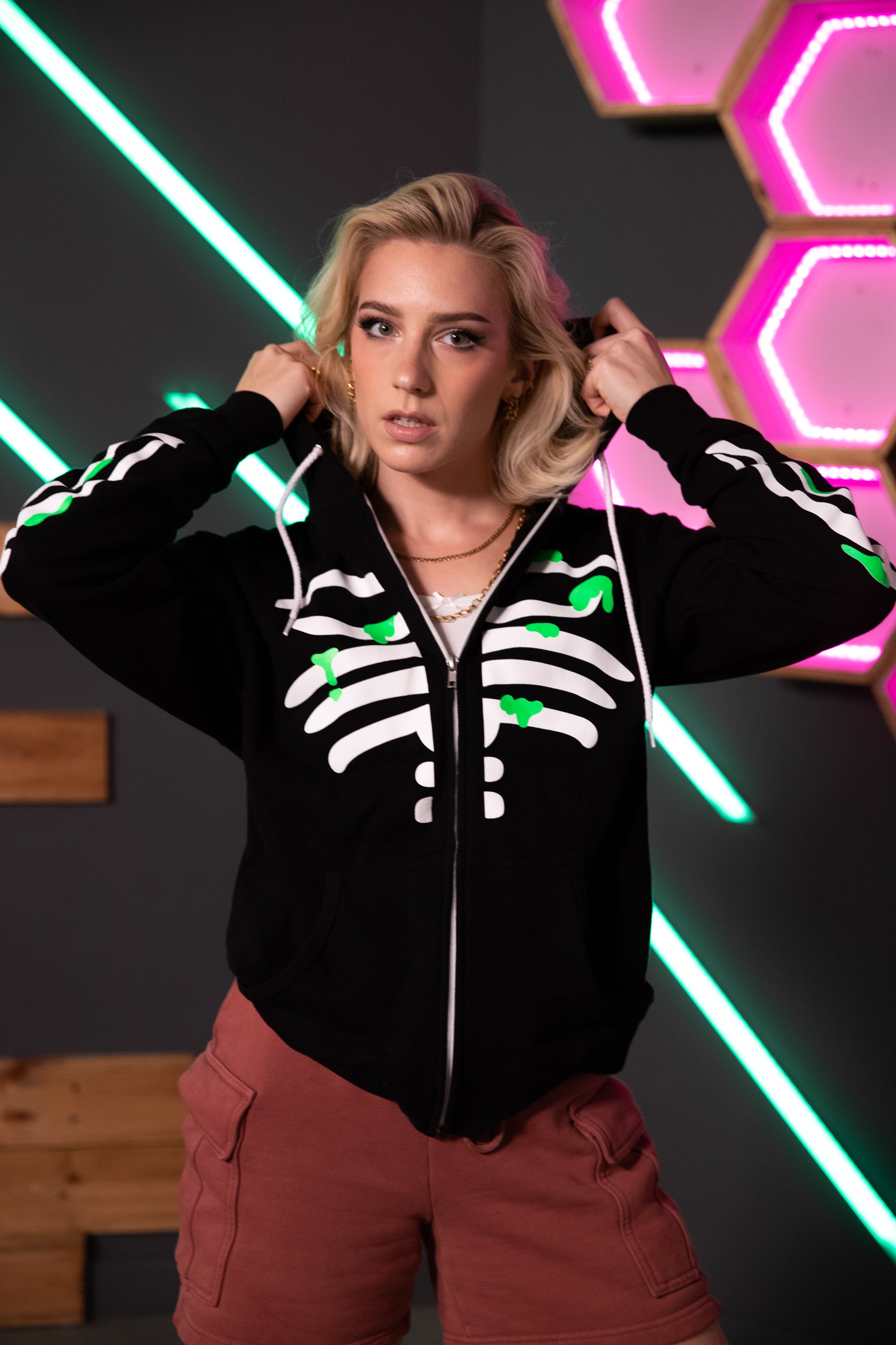 Little Boneless Glow Hoodie - Black