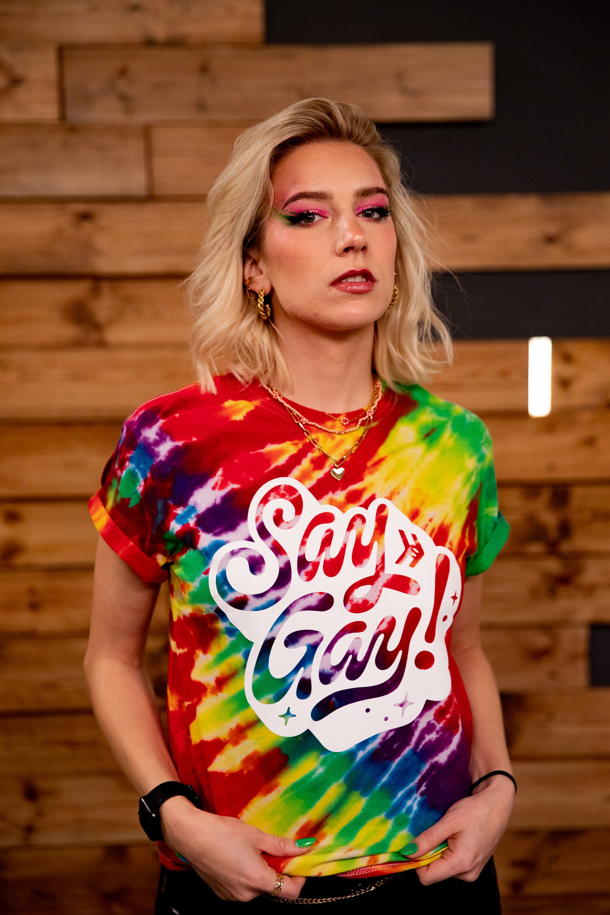 Say Gay Tee - Rainbow Tie Dye