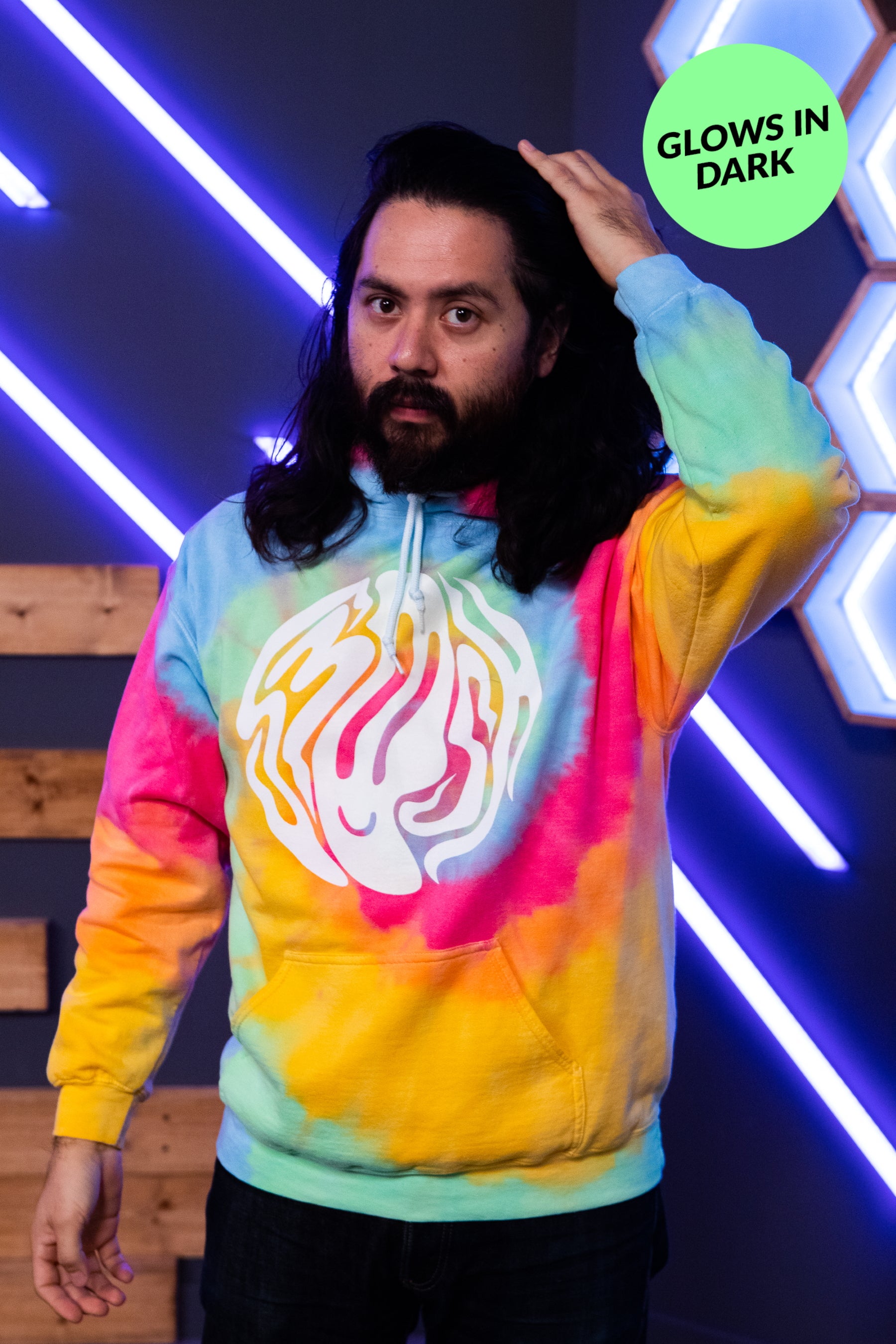 Trippy Smile Hoodie - Aerial Tie Dye