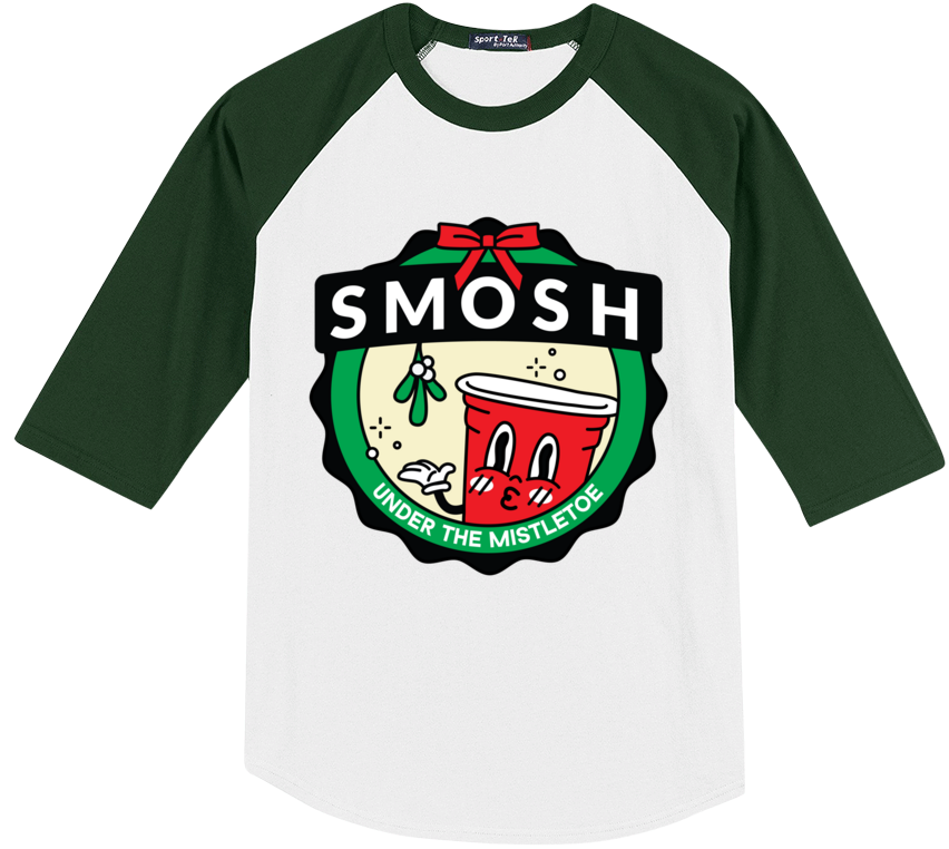 Under The Mistletoe Raglan Tee - White/Green