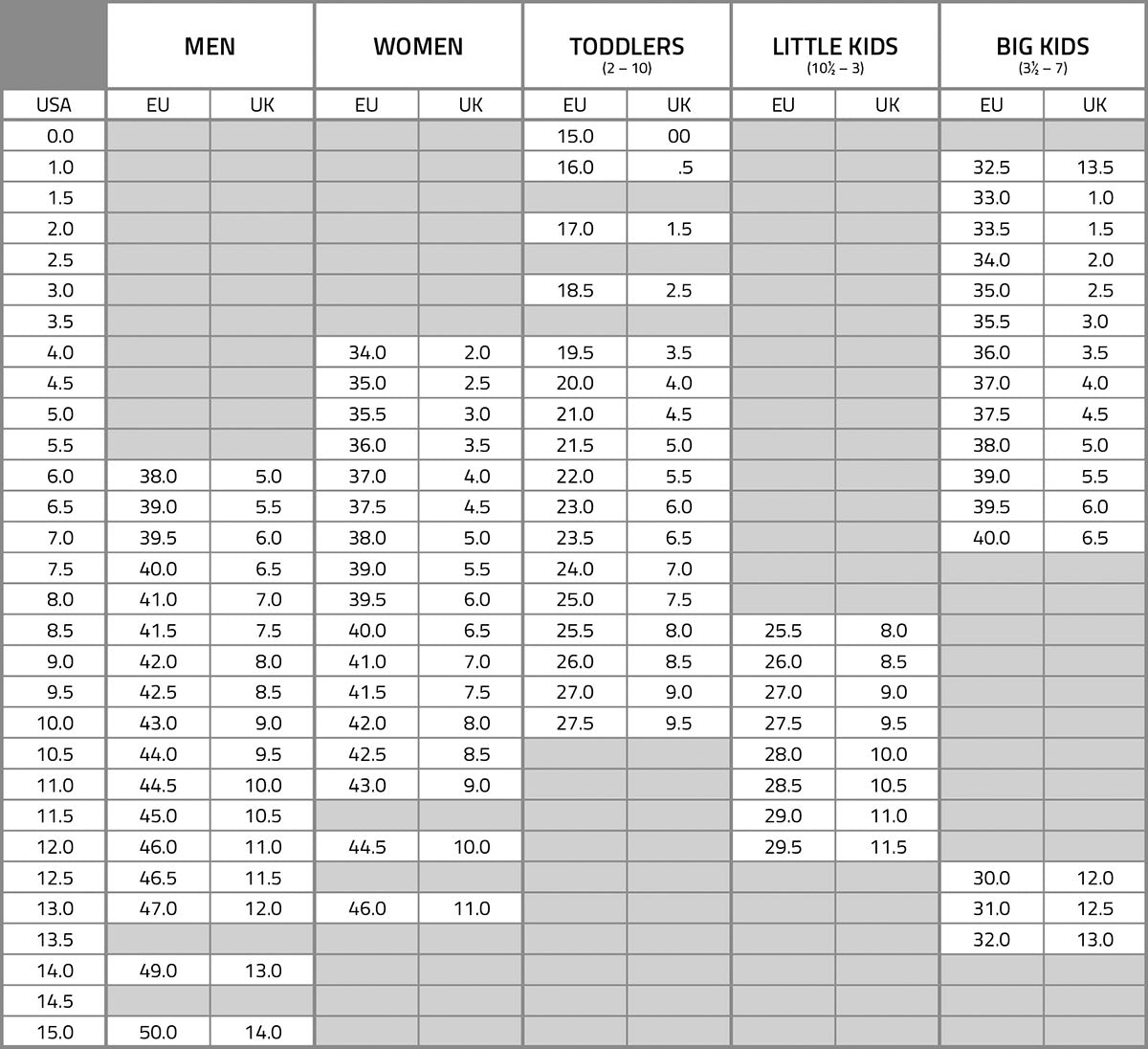 Old Glory Size Chart