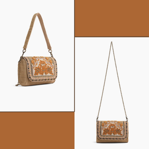 antique bronze embellished shoulder bag