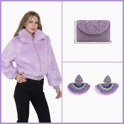 Lavender Lover Faux Fur Bomber Jacket