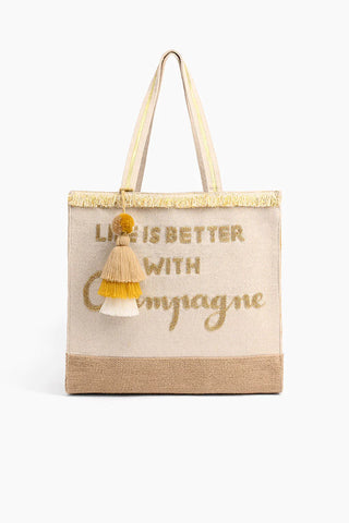 champagne forever tote beach bag