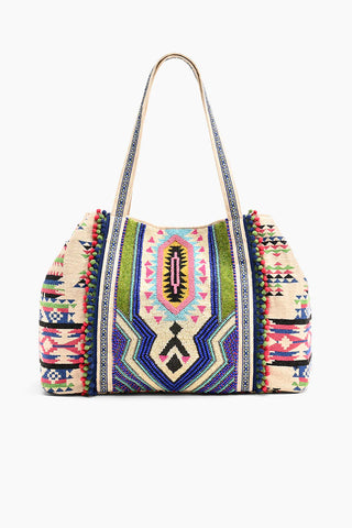 tribal hand beaded tote beach bag