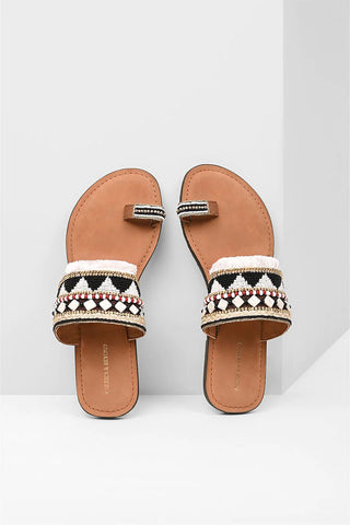 aztec beaded fringe sandals