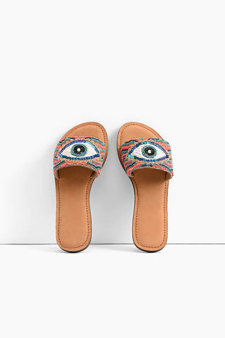 evil eye good luck slide sandals