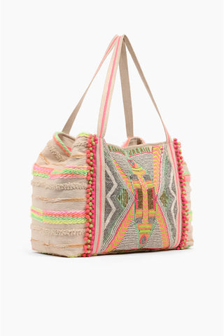 neon lights impala aztec tote beach bag