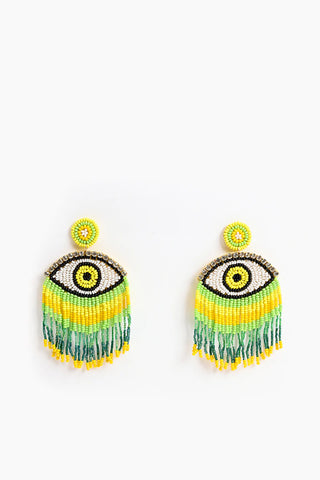 sunny lime evil eye earrings
