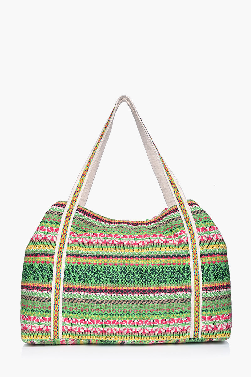 Tropical Paradise Embellished Tote- Hand Embroidered Neutral Tote ...