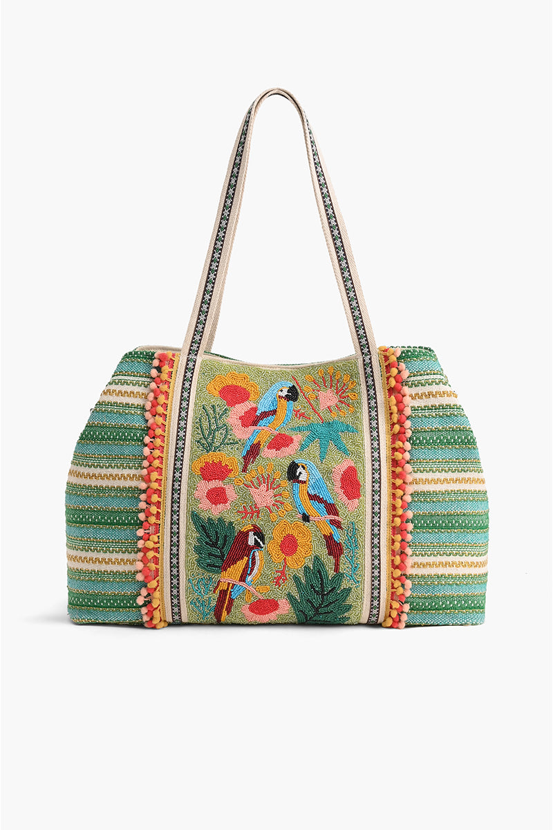 Morning Glory Hand Beaded Tote - America & Beyond