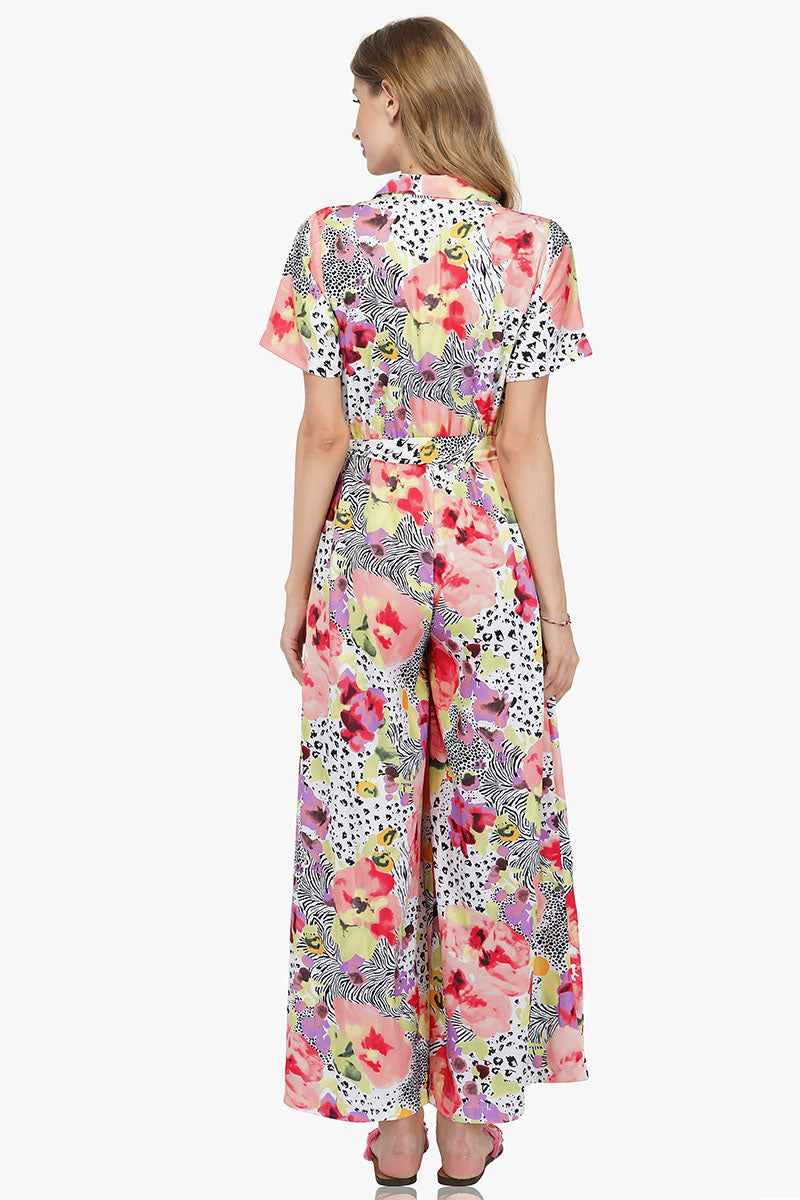 Azalea Floral Dotted Jumpsuit - Boho Floral Jumpsuit - America & Beyond