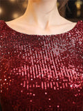 Shiny Sequin Round Neck Fitted Waist Maxi Ball Gown