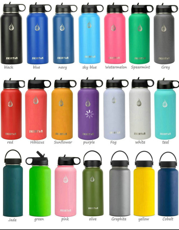 Customisable Black Water Bottle, Stainless Steel