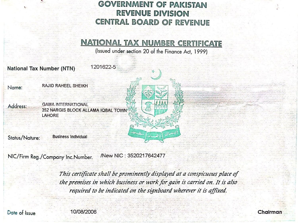 Himalayan Trading Co. Himalayan Pink Salt + Himalayan Salt Lamps Kosher Authenticity Certificate - Pakistan Tax Board Registry