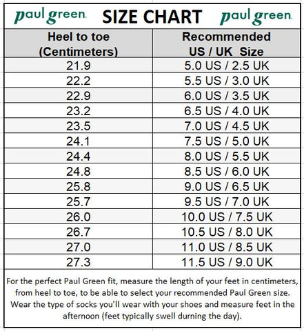 paul green size chart