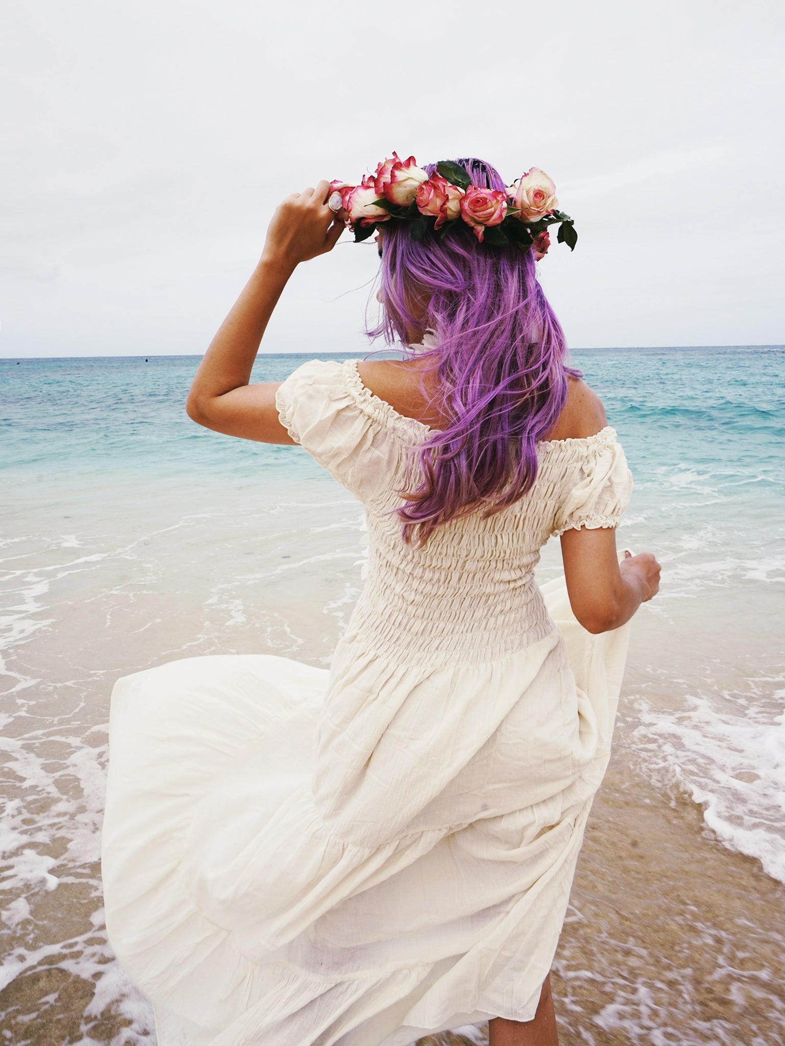 white cotton wedding dress