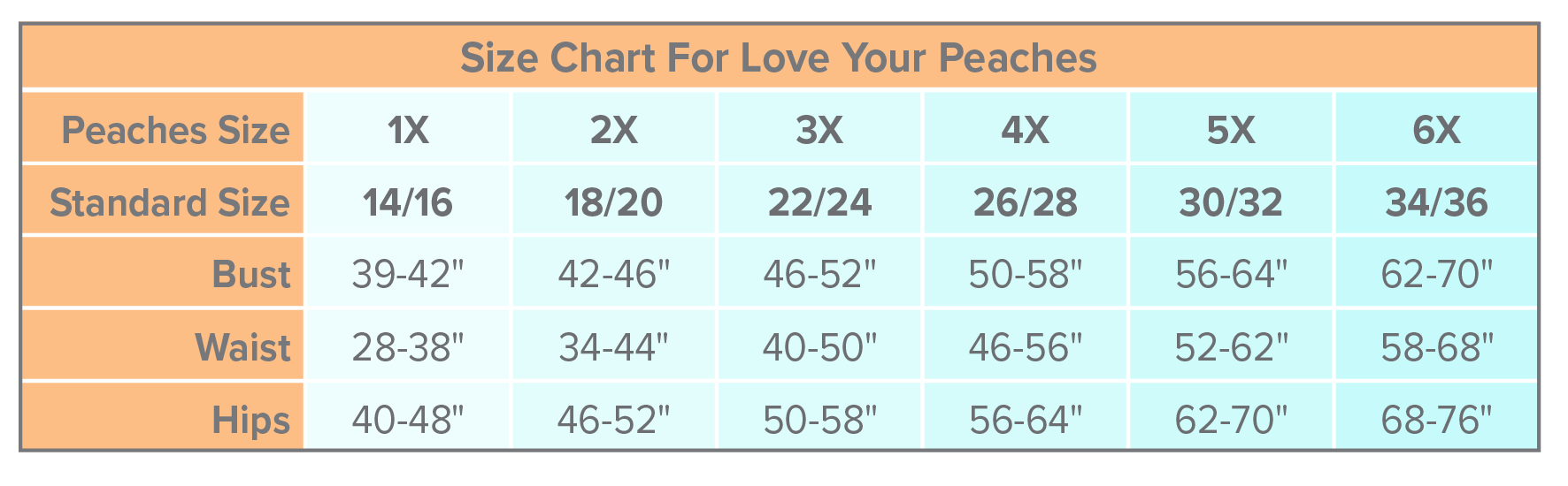 size guides – Love Your Peaches Clothing Co.