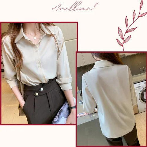 Blusa Social Feminina Manga Longa em chiffon, estilo clássico e versátil, ideal para todas as ocasiões.