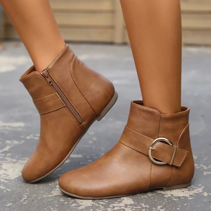 Botas de Couro Femininas de Cano Curto - Estilo Ocidental Clássico - Primavera Outono - Compre Agora!