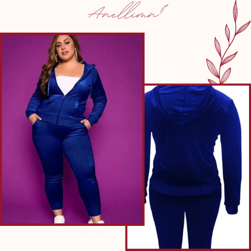 Comprar Conjunto Moletom Feminino Plus Size Veludo - Outono-Inverno - Conforto e Elegância em Tamanhos Maiores - Anellimn